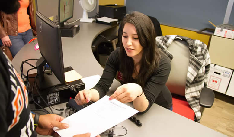 Student assistant working in Counseling Office