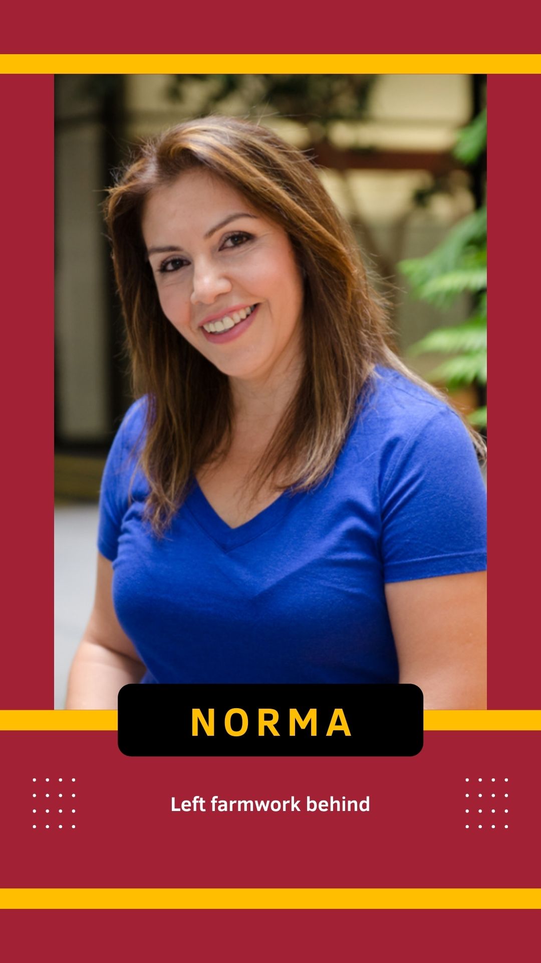 Norma leaves farm work behind