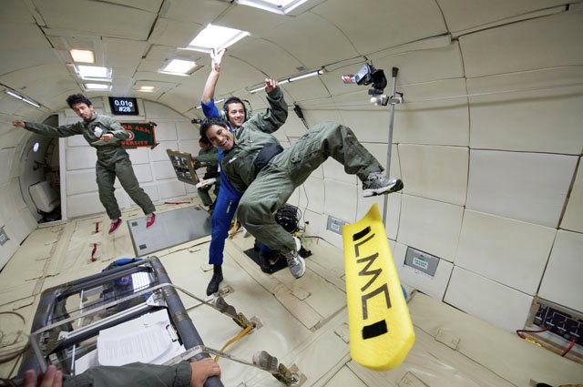 Students experiencing zero gravity