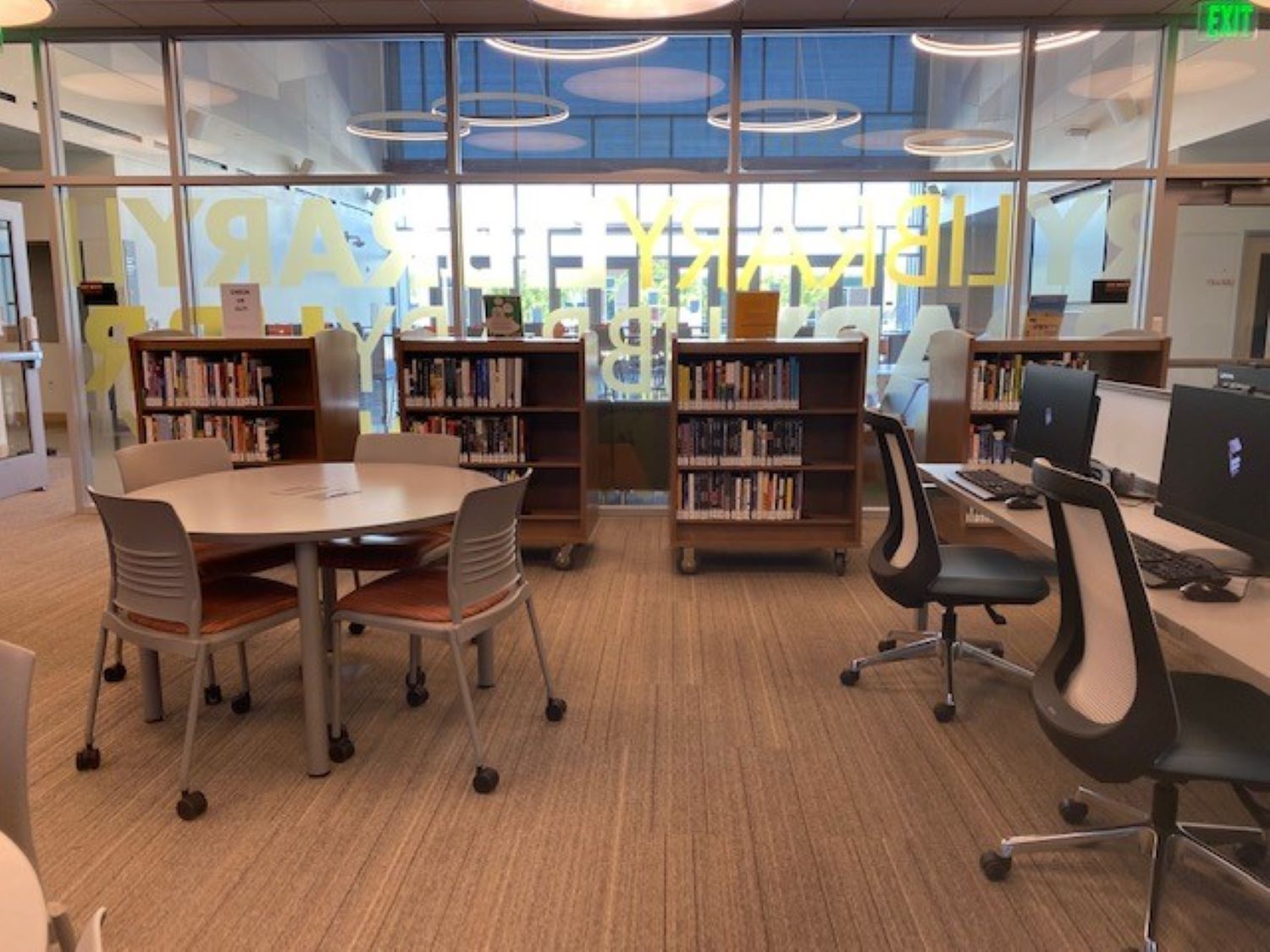 Brentwood Library, tables, books, and computers