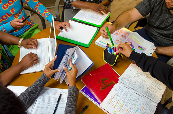 Students studying together