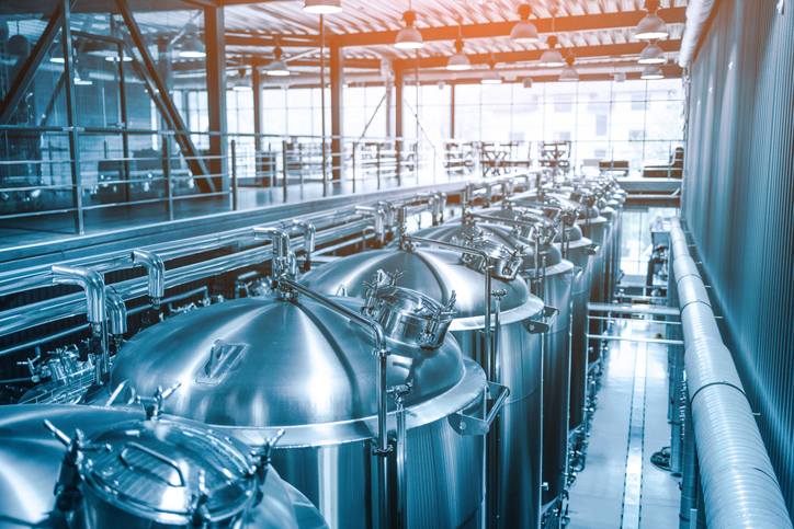 Picture inside of a beer manufacturing plant