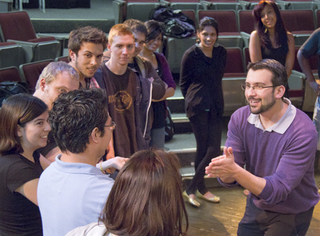 Nick Garcia working with students