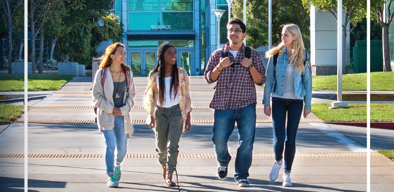 Students walking on campus