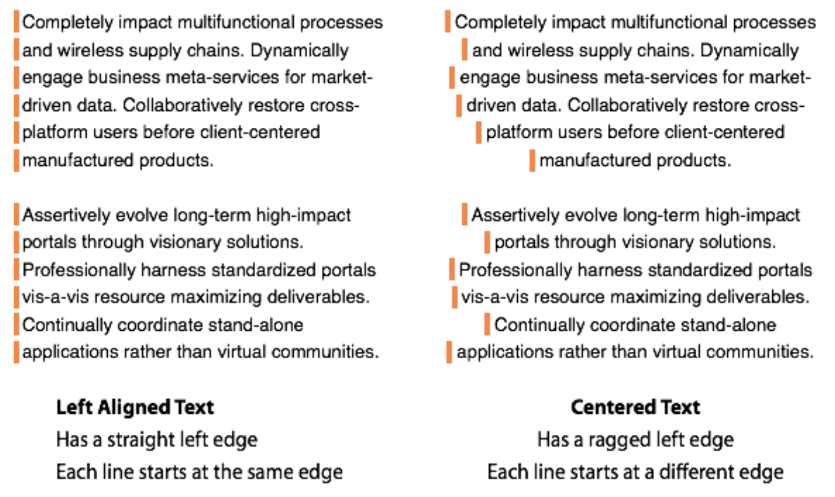 Centering text does not add to ledgibility