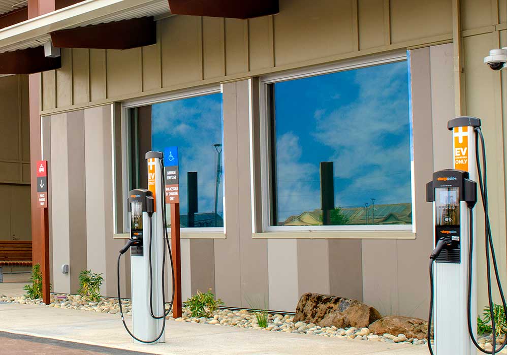 Charging stations at the Brentwood Center