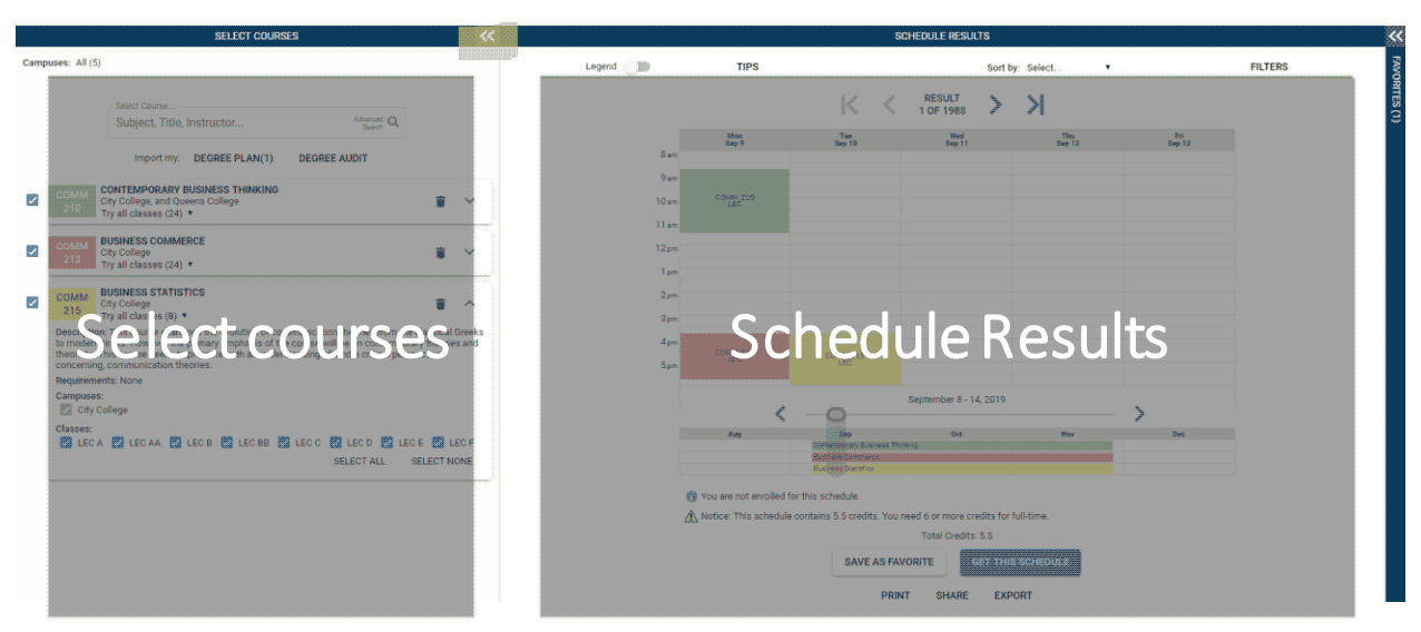 Schedule results