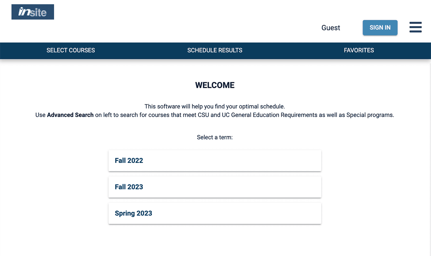 Select a term before you start