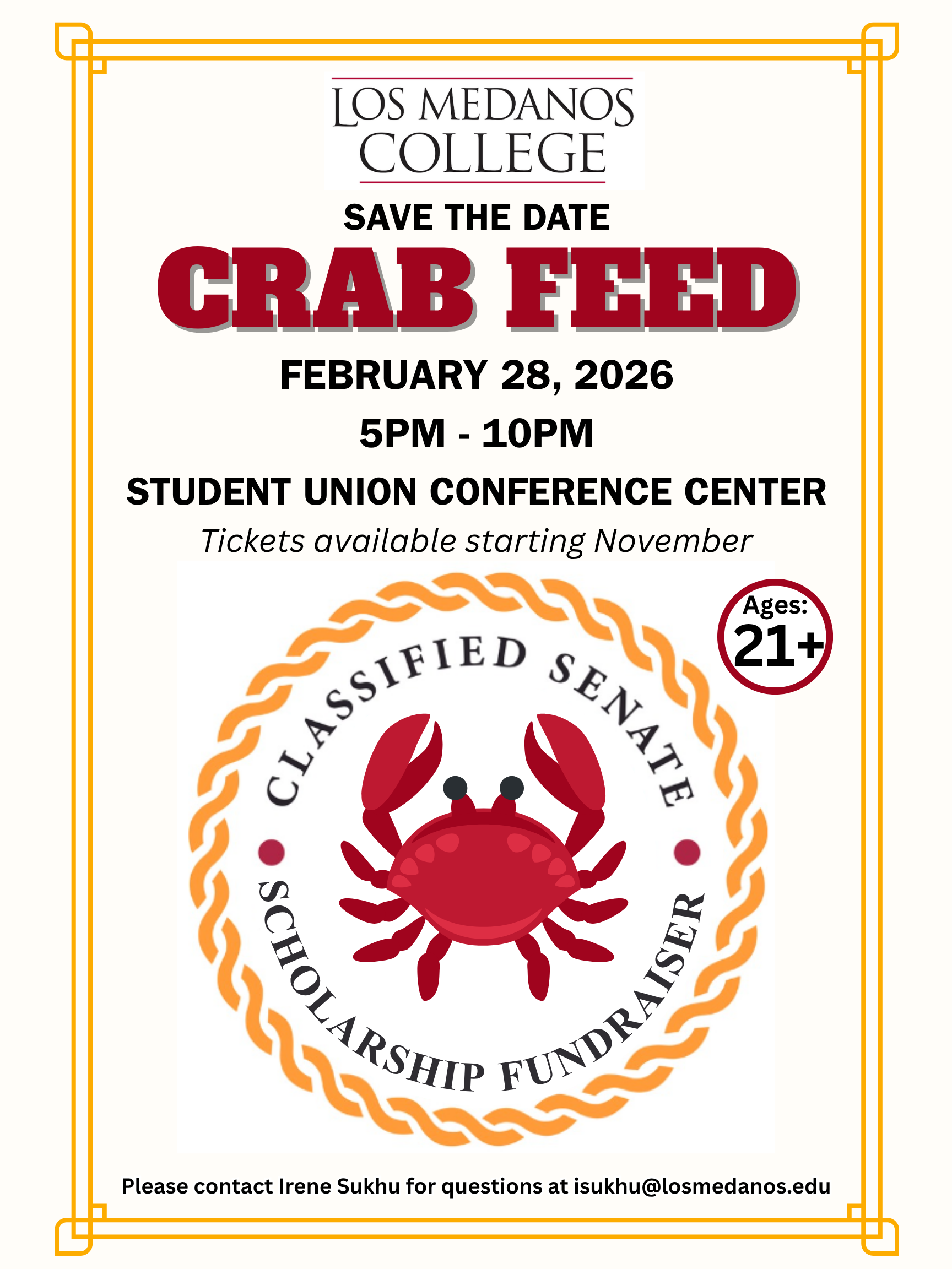 2026 Crab Feed save the date flyer