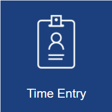 Dark Blue tile showing clipboard with words "Time Entry"