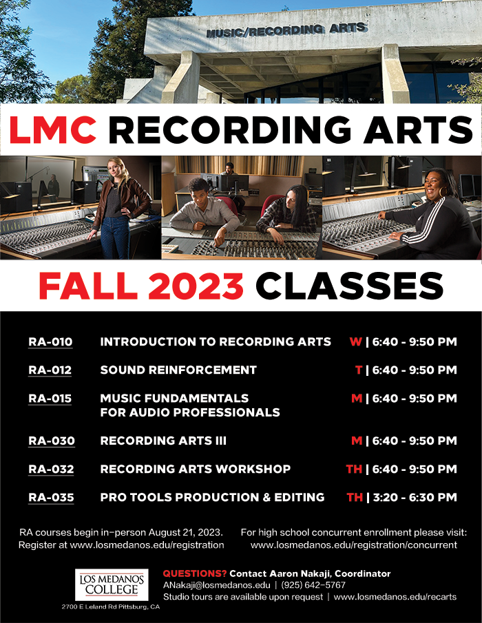 Fall 2023 Recording Arts Schedule