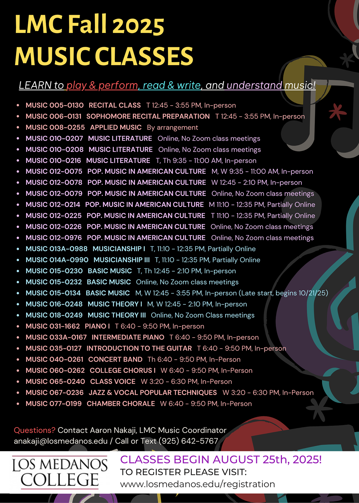 FA25 Music Classes Flyer