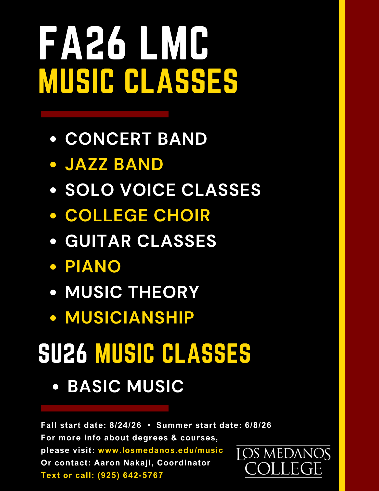 Fall 2026 Music Class Flyer